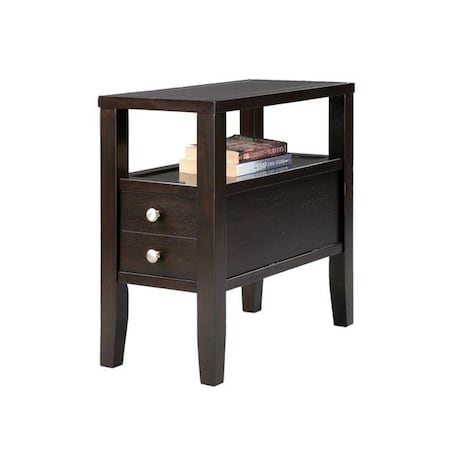 Ore Furniture Ore Furniture 7708 24 in. Traditional Dark Espresso With 2 Drawers Side End Table 7708
